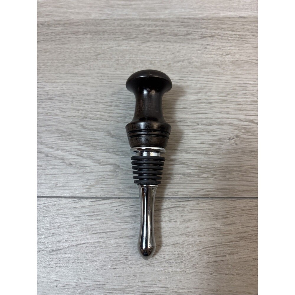 United States Army Wine Bottle Stopper Dark Wood Top Metal Bottom Military